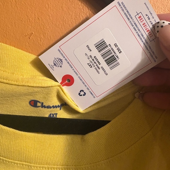 Champion Light Yellow Short Sleeve shirt 4xlt big & tall top men’s  Tee - Picture 3 of 5
